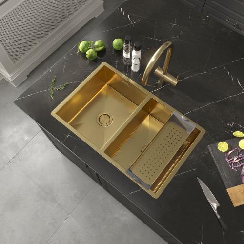 картинка Коландер для кухонной мойки Reflexion Arno RX3014GD брашированное золото от магазина Сантехстрой