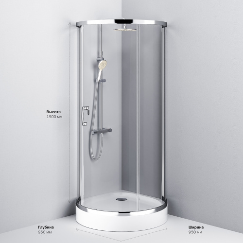 картинка W83G-333-095CT Like Round 95 Душевое ограждение Like Round 95x95,  стекло прозрачное, проф хром глян от магазина Сантехстрой