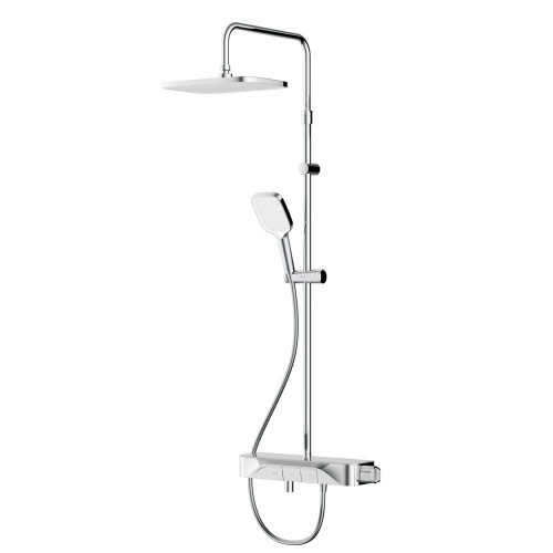 картинка F078F700 Func, душ.система: см-ль-полка д/ванны/душа, душ.штанга, верхн. душ квадр., ручн.душ, хром от магазина Сантехстрой