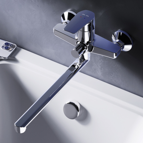 фото f90a90000 gem, смеситель для ванны/душа, излив 320 мм, хром, шт.