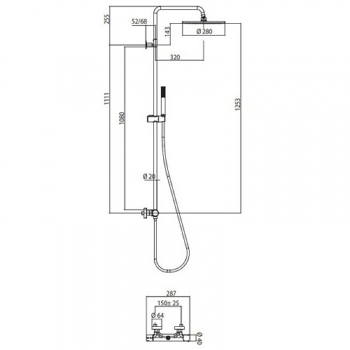 картинка Душевая система Bossini Cosmo L10196.021 с термостатом Золото от магазина Сантехстрой