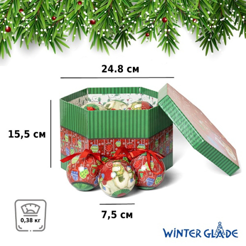 картинка Набор ёлочных шаров Winter Glade, папье-маше, 14 шт. от магазина Сантехстрой