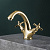 фотография gattoni trd смеситель для раковины на 1 отверстие, ручки paris, высота излива 105 мм., с донным клапаном, цвет золото 24к