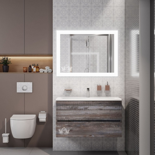 картинка Зеркало Art&Max am-sol-800-600-ds-f-h Белое от магазина Сантехстрой