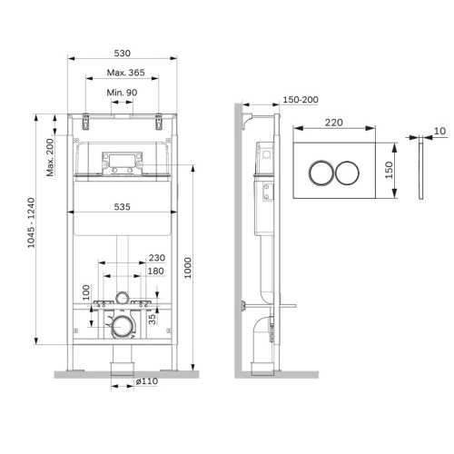 картинка I012710.0131 MasterFit инсталляция для подвесного унитаза с клавишей ProC L, мат.хром от магазина Сантехстрой