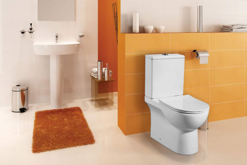 картинка Напольный унитаз - компакт AZARIO Ambra 645x370x815, безободковый в комплекте сиденьем микролифт (AZ-848) от магазина Сантехстрой