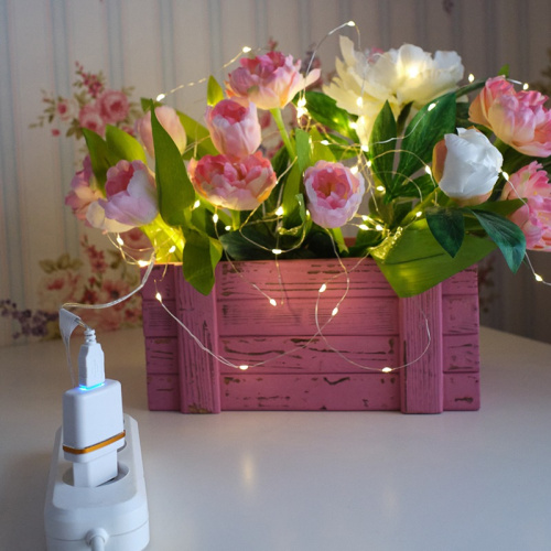 картинка Гирлянда Роса 10 м,  100 LED, USB,  теплое белое свечение NEON-NIGHT от магазина Сантехстрой