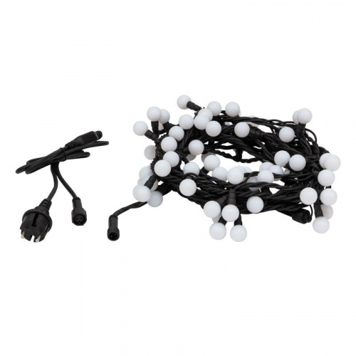 картинка Гирлянда Мультишарики Ø23 мм,  10 м,  черный каучук,  80 LED,  свечение с динамикой,  цвет RGB от магазина Сантехстрой