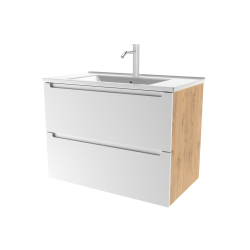 картинка Тумба под раковину/столешницу Дион 80 Белый мат/Дуб от магазина Сантехстрой