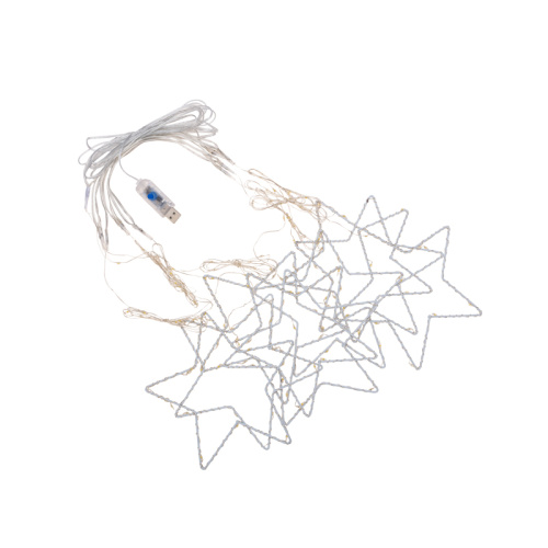 картинка Гирлянда Светодиодный занавес из росы с фигурами Звезд ТЕПЛЫЙ БЕЛЫЙ IP20 USB + пульт управления NEON-NIGHT от магазина Сантехстрой