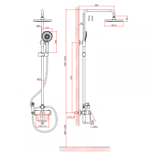 картинка Душевая система DK с гигиеническим душем  Bayern.Fürth (DA1524705B18) от магазина Сантехстрой