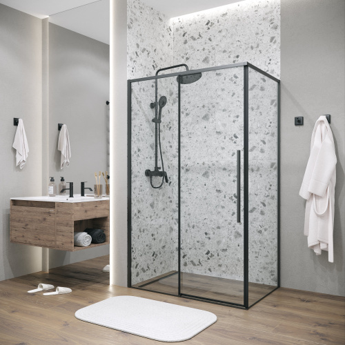 картинка Душ.ограждение 120.K33.01.1280.21.00 Galaxy (120*80*195) черный матовый, стекло прозрачное, 2 места от магазина Сантехстрой