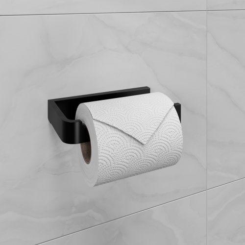 картинка Держатель для туалетной бумаги  Lemark SMOOTH LINE открытый, чёрный матовый (9722008) от магазина Сантехстрой