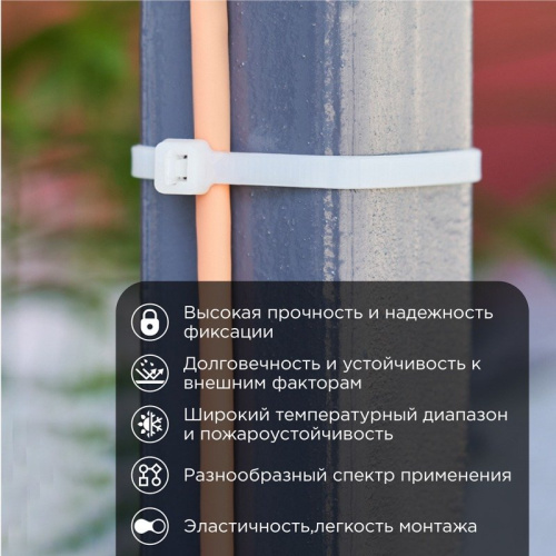 картинка Хомут-стяжка кабельная нейлоновая 1020x9,0мм,  белая (100 шт/уп) REXANT от магазина Сантехстрой