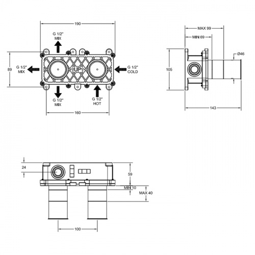 картинка GESSI Встраиваемая часть для термостатического смесителя для душа, цвет Steel brushed от магазина Сантехстрой