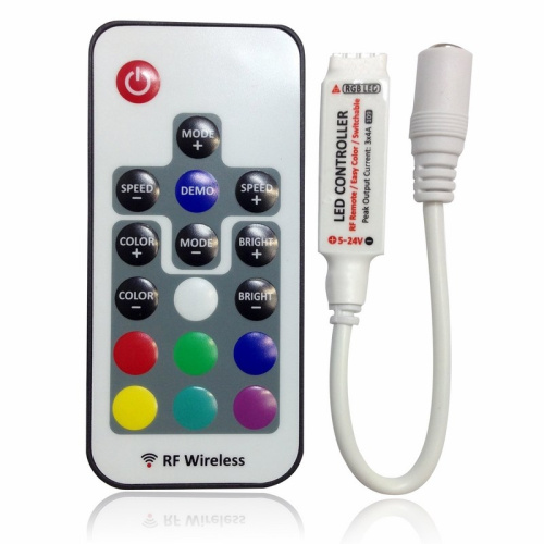 картинка LED мини контроллер радио (RF) 72 W/144 W,  17 кнопок,  12 V/24 V от магазина Сантехстрой