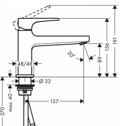 картинка HG Metropol Смеситель для раковины 100, на 1 отв, с донным клапаном Push-open, излив 157мм, h89мм, цвет: хром от магазина Сантехстрой