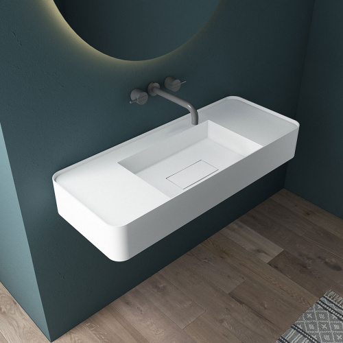 картинка Раковина Solid Surface Vincea VWB-6S380MW 1000*400*150, подвесная, цвет белый матовый от магазина Сантехстрой