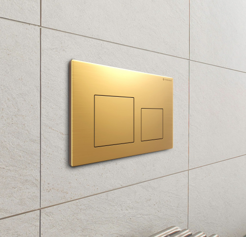 картинка Клавиша смыва для инсталляции Terminus Classic кнопка квадрат цвет  брашированное золото от магазина Сантехстрой