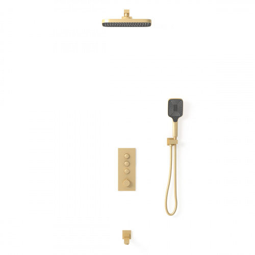 картинка Душевой комплект VSFW-433T1BG встраиваемый, термостатический, трехрежимный, брашированное золото от магазина Сантехстрой