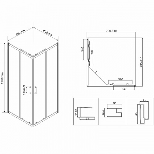 картинка Душевой уголок Vincea vss-5ct800mt от магазина Сантехстрой