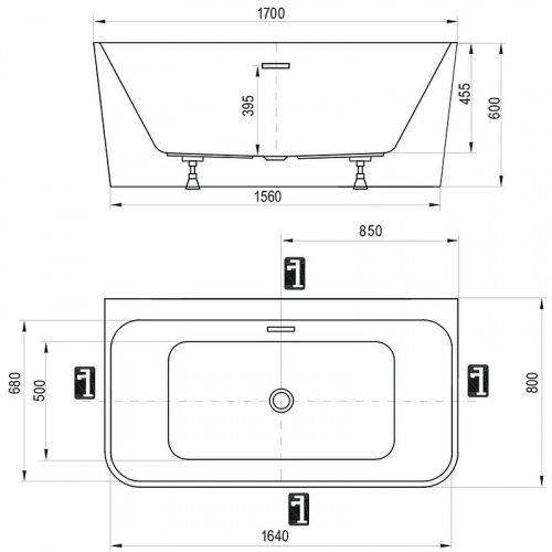 картинка Акриловая ванна Ravak Freedom D 170x80 XC00D00041 без гидромассажа от магазина Сантехстрой