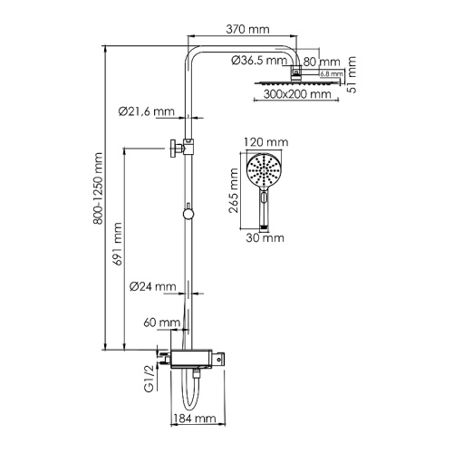 картинка Душевая система WasserKRAFT A113.069.127.CH Thermo с термостатом Хром Белая от магазина Сантехстрой
