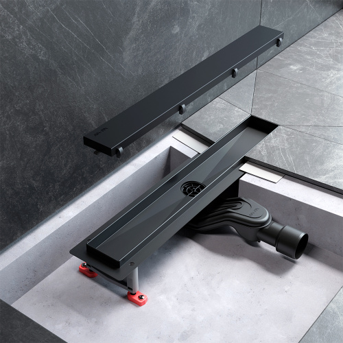 картинка W01SC-U11-050-04BM MasterFlow Трап для душа линейный универс затвор Tile 50см цвет черн мат от магазина Сантехстрой
