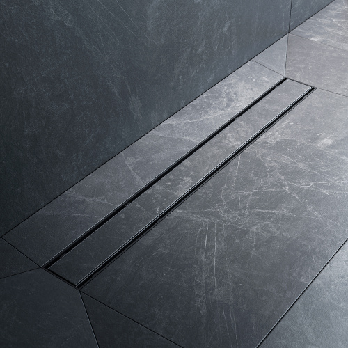 картинка W02SC-U11-070-04BM PrimeFlow Трап для душа линейный универс затвор Tile 70см цвет черн мат от магазина Сантехстрой