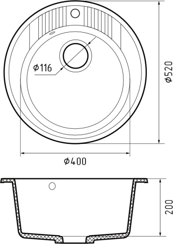 картинка Мойка кухонная GranFest RONDO GF-R-520 D=520 мм иней, мрамор от магазина Сантехстрой