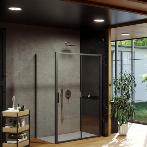 картинка Душевая стенка Ravak Blix Slim BLSPS-80 X9BM40300Z1 профиль Черный стекло Transparent от магазина Сантехстрой