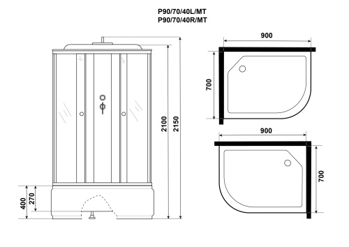 картинка Душевая кабина Niagara p90/70/40l/mt от магазина Сантехстрой
