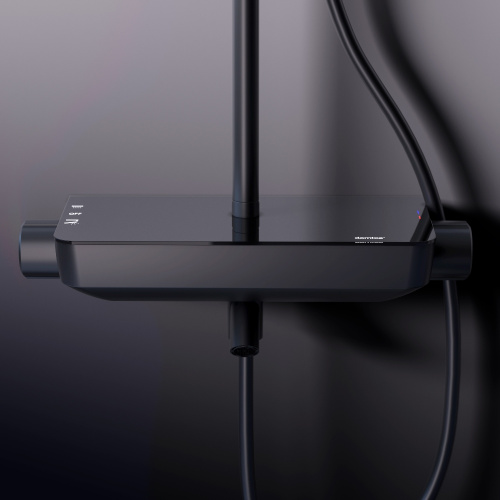 картинка 936730300 Scandinavian Pure душевая система с ванно-душевым смесителем-полкой, черный от магазина Сантехстрой