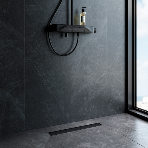 картинка W01SC-U11-050-04BM MasterFlow Трап для душа линейный универс затвор Tile 50см цвет черн мат от магазина Сантехстрой
