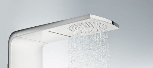 картинка Душевая панель с верхним душем + водопад, ручным душем и термостатом HG Raindance Lift, цвет: хром/белый от магазина Сантехстрой