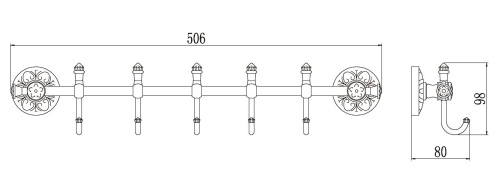 картинка Планка с крючками (5 крючков) Savol 58b (S-005875B) от магазина Сантехстрой