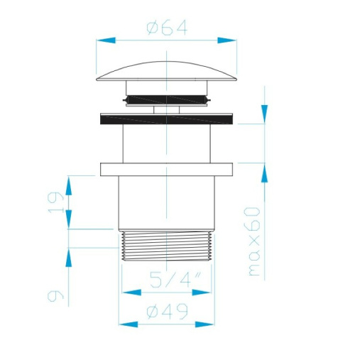 картинка Слив для умывальник CLICK - CLACK, латунный, матовое золото от магазина Сантехстрой