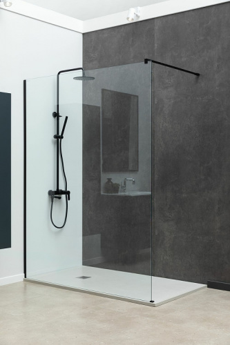 картинка Душевая перегородка Allen Brau Infinity 1 100 3.21015.BBA профиль Черный браш стекло прозрачное от магазина Сантехстрой