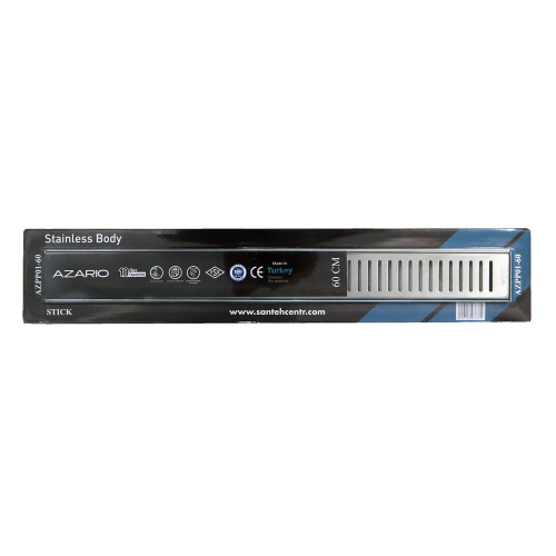 картинка Душевой лоток AZARIO STICK 600 мм, боковой слив D50, нержавеющая сталь, перфорированная решетка (AZPP01-60 Stick) от магазина Сантехстрой