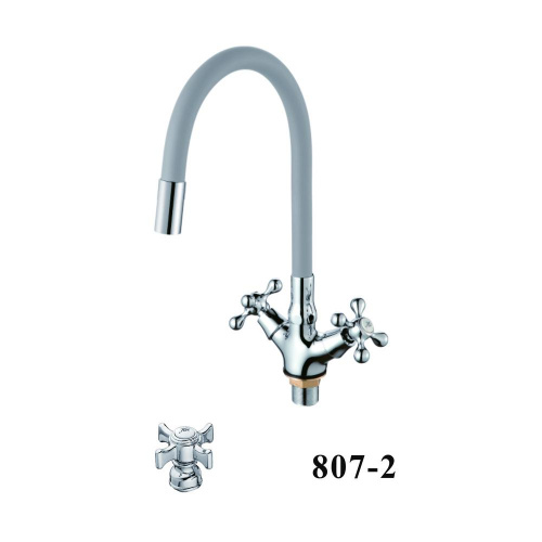 картинка Смеситель для кухни с гибким изливом D-Lin D153807-2, хром/серый от магазина Сантехстрой