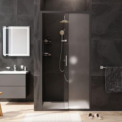 картинка W90G-100-1-195BM Gem Solo Дверь душевая 100х195, стекло матовое, профиль черный матовый от магазина Сантехстрой