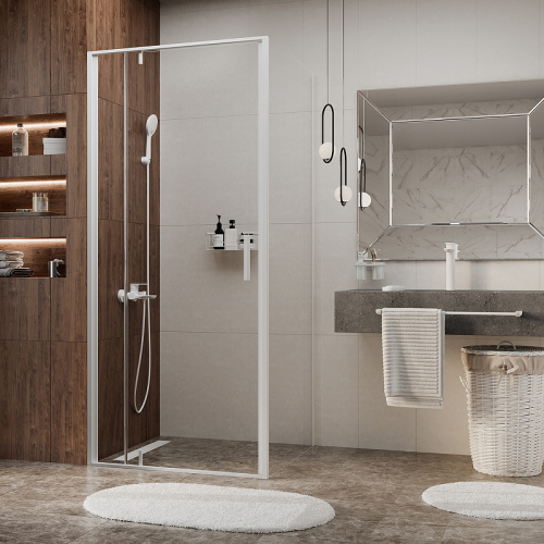 картинка Душевая стенка WasserKRAFT Neime 19P10-RP100/Rhin 44S10-RP100 100 19P10-RP100/44S10-RP100 профиль Белый стекло прозрачное от магазина Сантехстрой