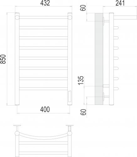 картинка Полотенцесушитель Terminus Классик с/п П8 400х850 электро от магазина Сантехстрой