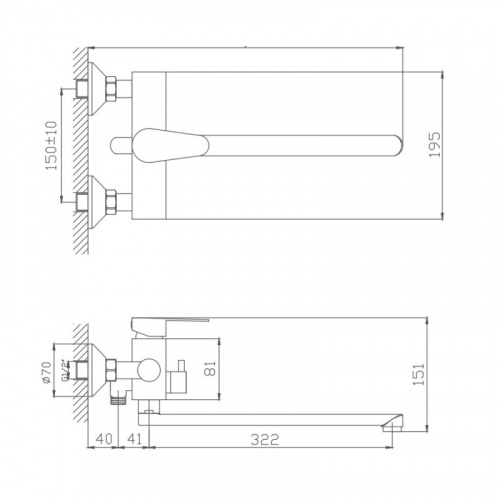 картинка Смеситель для ванны Haiba (HB22802) от магазина Сантехстрой