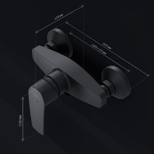 фото f90a20022 gem, смеситель для душа, черный, шт.