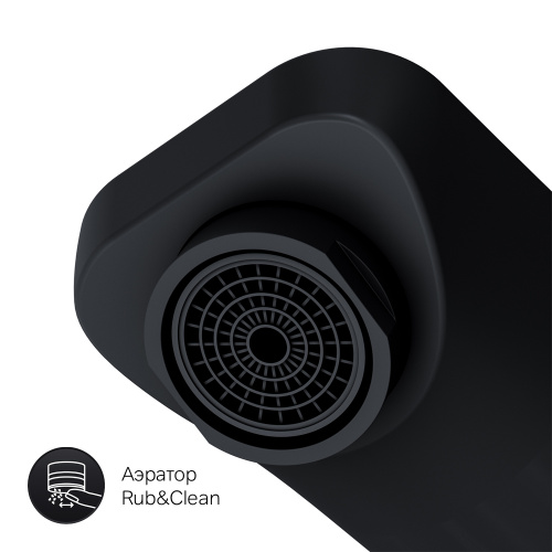 картинка F90A72222 Gem, смеситель д/умывальника, монтируемый в стену, чёрный, шт. от магазина Сантехстрой