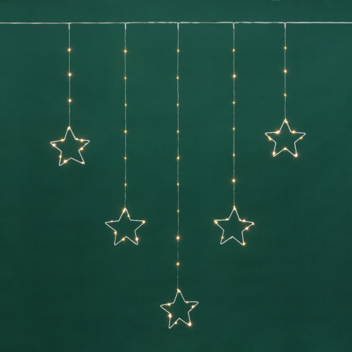 картинка Гирлянда Светодиодный занавес из росы с фигурами Звезд ТЕПЛЫЙ БЕЛЫЙ IP20 USB + пульт управления NEON-NIGHT от магазина Сантехстрой