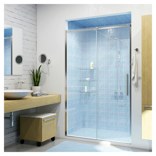 картинка Дверь душевая Wasserkraft Dinkel 58R30/Alme 15R30 130х200 см, в нишу, раздвижная, серебристый профиль от магазина Сантехстрой