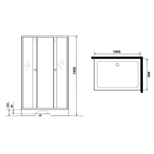 картинка Душевой уголок Niagara Eco 100х80 NG-018-14Q BLACK профиль Черный стекло прозрачное с рисунком от магазина Сантехстрой