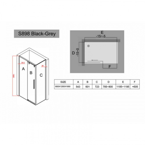 картинка Душевой уголок 120х80 см Black & White Stellar Wind 8988012 серое от магазина Сантехстрой